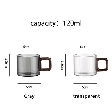 2/4/6-Pack Heat-Resistant Borosilicate Glass Tea & Espresso Cups with Walnut Handle, 120 ml (4 fl oz)