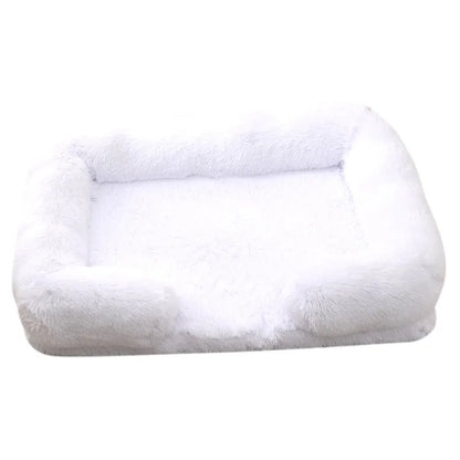 Plush Dog Bed with Removable Cover – Thickened Winter Pet Sofa Pad, Square, Small & Large