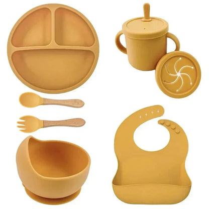 Food Grade Silicone Baby Feeding Dish Set Suction Plate Cup