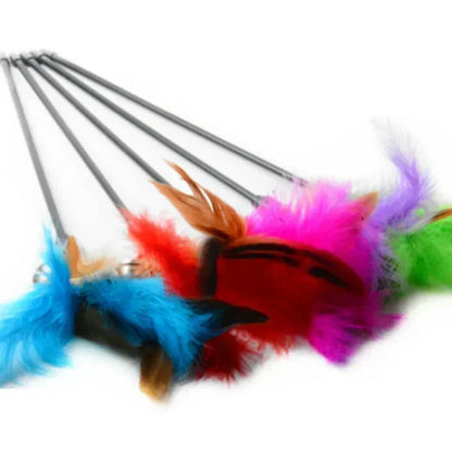 2-Pack Feather Wand for Cats with Bell — Interactive Cat Teaser Toy