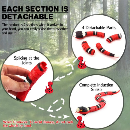 Interactive USB Rechargeable Snake Teaser Smart Sensing Electronic Cat & Small Dog Toy