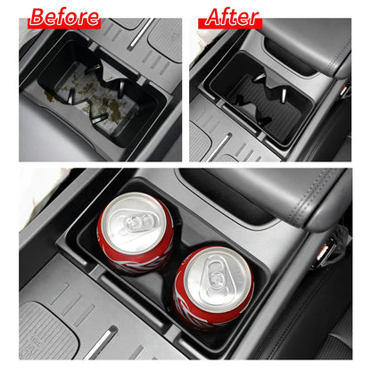 Armrest Storage Box & Cup Holder Organizer - Car Interior Anti-Dirt Pad, Black