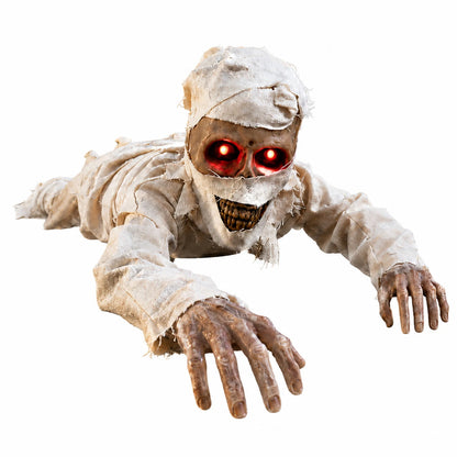 Animatronic Crawling Mummy Halloween Prop with Glowing Eyes
