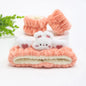 3pcs Wash Face Headband Soft Comfortable Plush Headband Wrist Strap Set For Girls Cartoon Cat Ear Shaped Wash Up Headband Kit