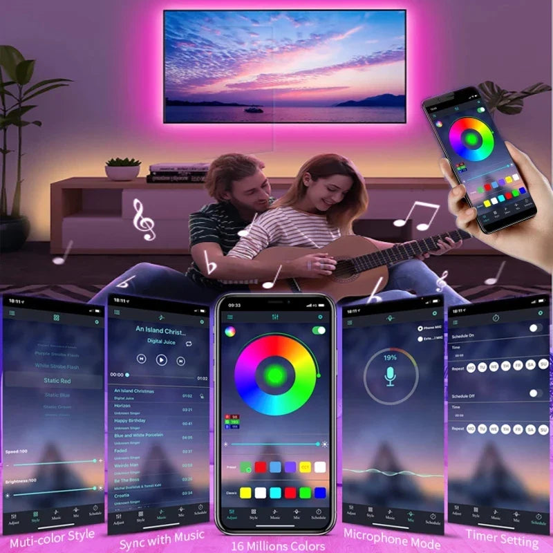 5050 RGB LED Strip Light 5V USB — Smart WiFi & Bluetooth LED Tape for TV, Bedroom, Kitchen | 5m & 10m Options