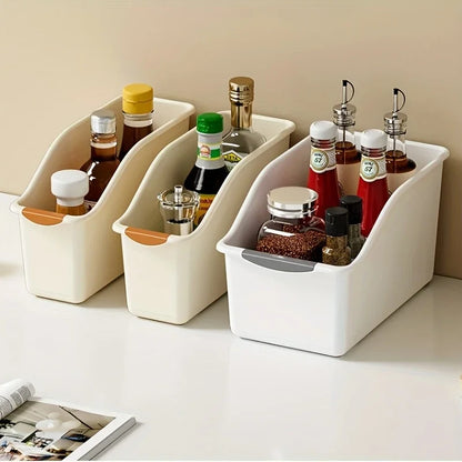 Curved Plastic Storage Bin Set - Multipurpose Home Organization Baskets for Cleaning Supplies & Household Essentials