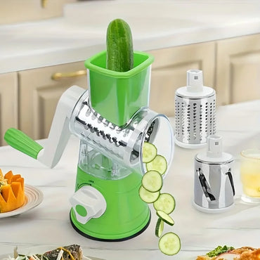 Stainless Steel Benchtop Drum Slicer & Grater for Vegetables and Fruits