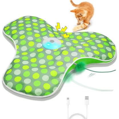 Interactive Hide and Seek Cat Toy – Motion-Activated Squeaky Mouse with Concealed Feather Wand, USB Rechargeable