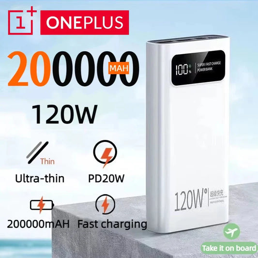 200000mAh 120W Fast Charging Portable Power Bank with LED Digital Display – USB-C & USB-A External Battery for Smartphones & Tablets