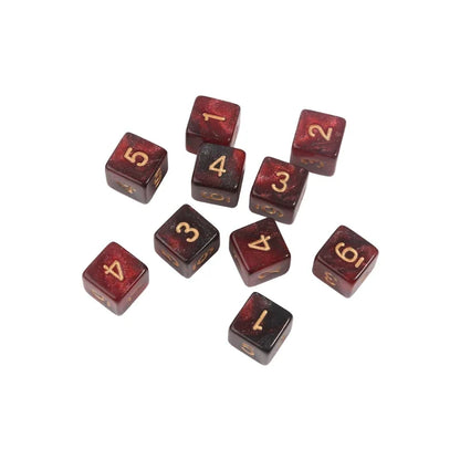 10-Pack 15mm (0.59 in) Multicolor Acrylic 6-Sided Cube Dice Set for Tabletop Games & Parties