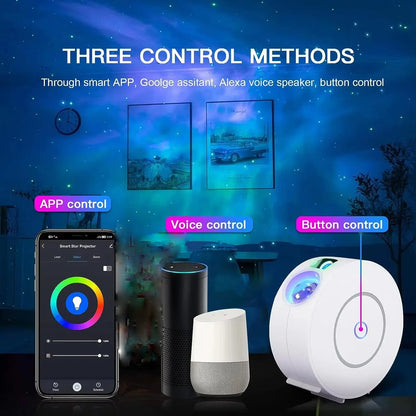 Smart LED Starry Sky Projector - WiFi 3D Galaxy Night Light with App & Voice Control, Timer