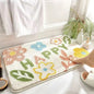 VIKAMA | Fresh Floral Imitation Cashmere Rug - Non-Slip, Absorbent Bathroom Mat/Living Room Doormat/Multi-Purpose Foot Mat