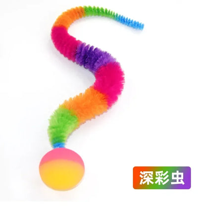 Interactive Cat Toy Colorful Bouncing Caterpillar Teaser Ball for Indoor Cats