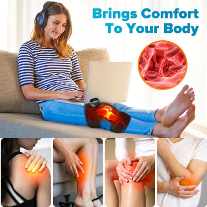Smart Heated Knee Massager Vibration Hot Compress for Knee, Shoulder & Elbow — Adjustable Heat & Intensity