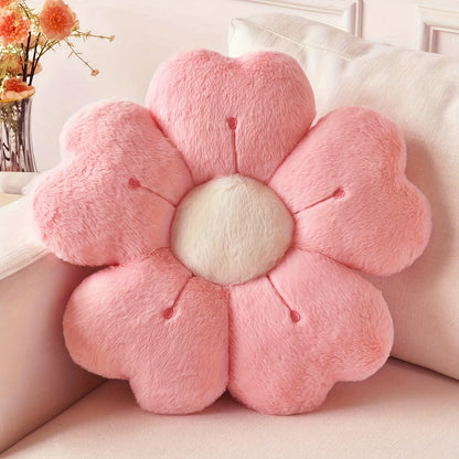 Plush Daisy Throw Pillow - Soft Decorative Cushion for Bed & Sofa, White/Pink Floral