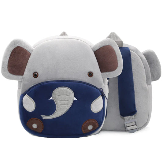 Kids Elephant Plush Backpack - Cute Cartoon Kindergarten School Bag for Toddlers with Zipper