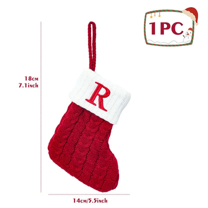 Christmas Socks Knitting Snowflake Letter Stocking Christmas Decoration for Home 2024 Xmas Tree Ornament Gift Navidad Natal A-Z