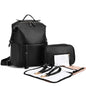 PU Leather Diaper Bag — Large Capacity Maternity Backpack with Changing Pad & Detachable Stroller Straps