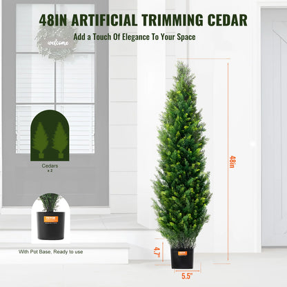 Artificial Cedar Topiary Tree – Evergreen Faux Pine for Indoor & Outdoor Decor (Set of 2)