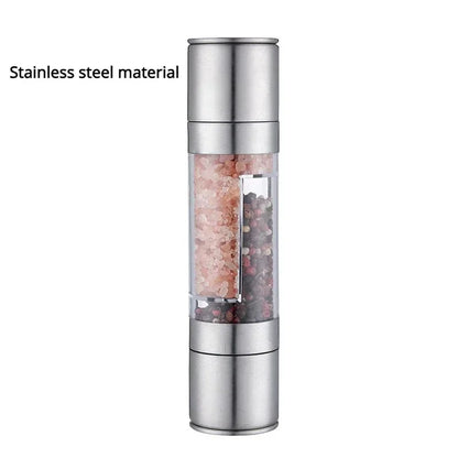 2-in-1 Salt & Pepper Grinder - Manual Stainless Steel Spice Mill with Adjustable Ceramic Grinder
