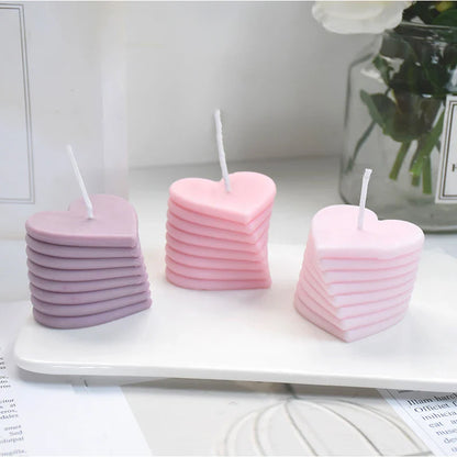 3D Rotating Stacking Heart Silicone Mold for Candle, Soap & Resin DIY Crafts