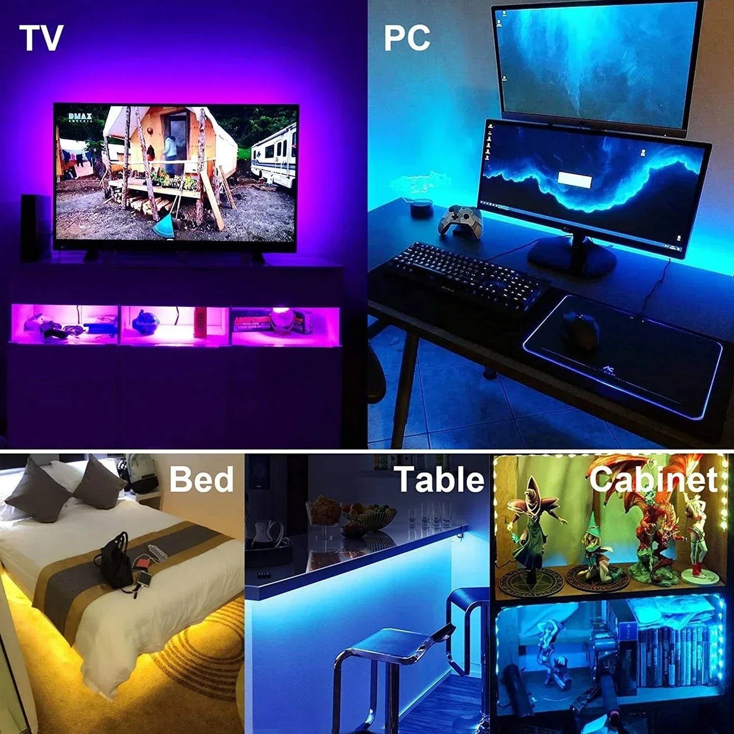 5V USB RGB LED Strip Light – Adhesive RGB Tape with Remote, WiFi & Bluetooth Controllers, Lengths 1m–30m (3.3ft–98.4ft)