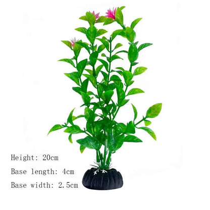 Artificial Aquarium Plants – Plastic Underwater Green Shrubs with Resin Base, Fish Tank Decoration