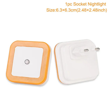 Wireless LED Night Light with EU Plug — Light Sensor Tricolor Nightlight for Kids Bedroom