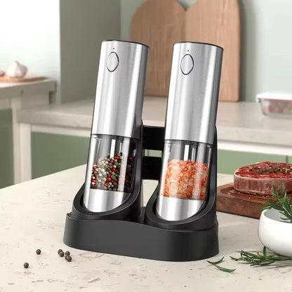 Electric Salt & Pepper Grinder Set 2-Pack — USB Rechargeable 190ml (6.4 fl oz) Ceramic Spice Mills, Adjustable Coarseness