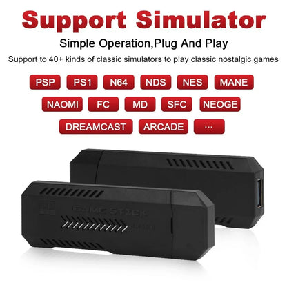 Retro HD 64GB Game Console Stick with Dual Wireless Controllers — 20,000+ Classic Games, Plug & Play