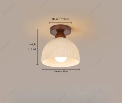 New Japanese LED Cream Wind Glass Ceiling Lamp Living Room Dining Room Porch Aisle Balcony Decorative Lighting