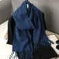 62-Color Winter Cashmere Scarf – Warm Tassel Pashmina Wrap for Women