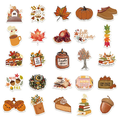 50PCS Fall Cartoon Stickers Notebook Computer Handbook Guitar Skateboard Decorative Stationary Stickers