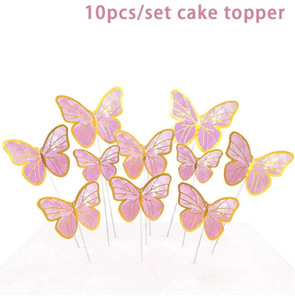Purple Butterfly Disposable Tableware Napkin Butterfly Birthday Party Decor Girl Baby Shower Baptism Gender Reveal Supplies