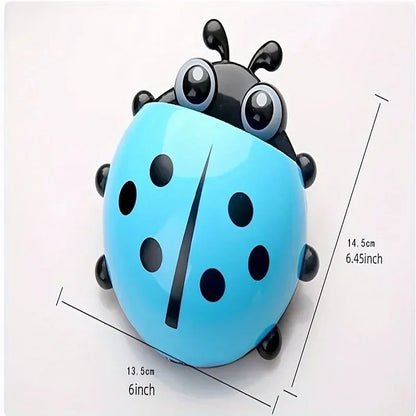 Cute Ladybug Toothbrush Holder with Suction Cups – Wall-Mount Toothbrush Organizer