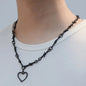 Heart Design Red Stone Hand Bone Shape Chain Women Men Necklace Ins Design Heart Style Charm Korean Chain Men Women Necklace