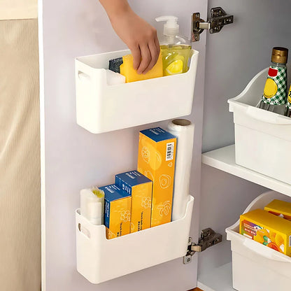 Handle Storage Basket - Durable PP Plastic Organizer with Handle for Home Bathroom Closet