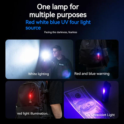 Mini EDC Keychain Flashlight — USB-C, UV, SOS, Waterproof