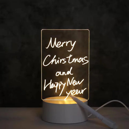 LED Acrylic Message Board with Pen — USB-Powered Erasable Glowing Drawing & Night Light for Kids