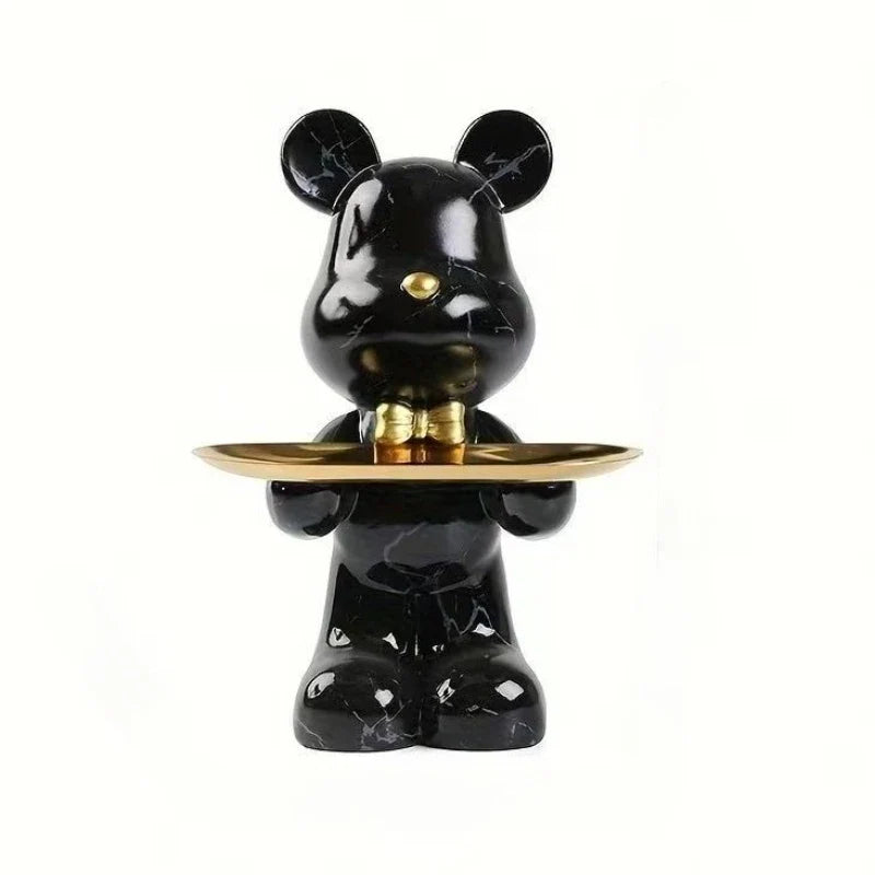26cm Graffiti Abstract Resin Standing Bear Storage Statue Cute Animal Organizer Desk Decor Holder Gift for Home Office Ornament