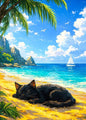 Cute Kittens Various Scenes Poster Funny Baby Cat in Daisy Field Watching Sunset on Beach Sleeping Canvas Print for Home Decor