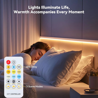 A-Convey 24V COB LED Strip Lights – Dimmable 2700K–6500K, Bluetooth App & RF Remote, 5M or 10M, Cuttable for Kitchen, Cabinet & Home Decor