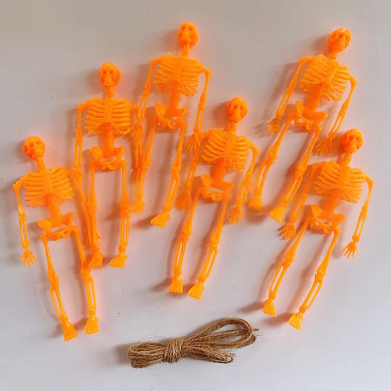6-Piece Plastic Skeleton Pendant Decorations for Halloween