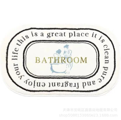 VIKAMA Simple Flowers Imitation Cashmere Toilet Mat Soft Insulation Non-Slip Entrance Carpet Balcony Mat Home Decoration