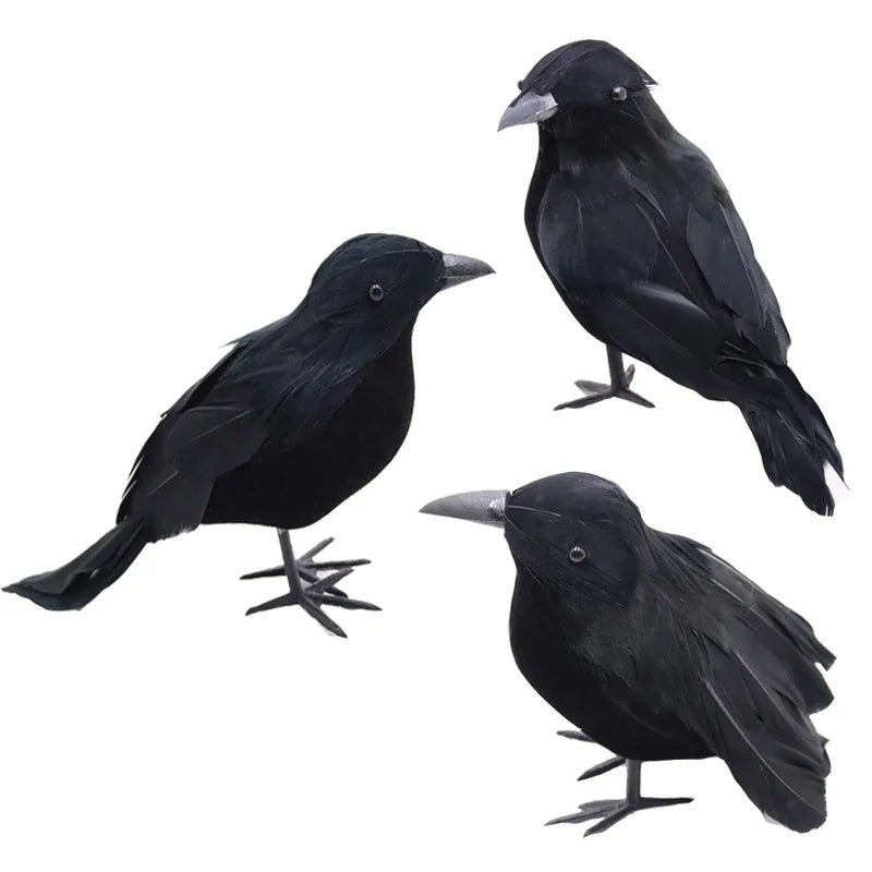Artificial Crow Halloween Decoration, Feather Prop