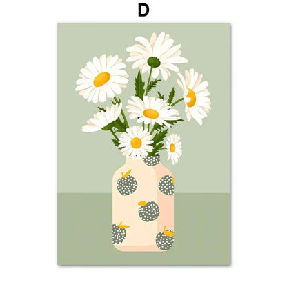 Tropical Plants Daisy Vase Pizza Coffee Cup Food Abstract Posters Prints Wall Art Canvas Pictures Boho Kitchen Living Room Decor