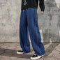 Men's Korean Streetwear Loose Wide-Leg Jeans - Straight Baggy Pants in Black & Light Blue