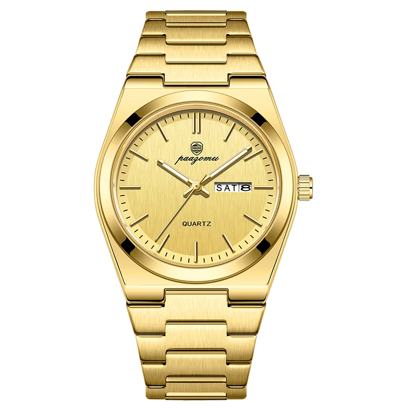 Men's Quartz Stainless Steel Watch 40-44mm Dial, 3ATM Water-Resistant Luminous Chronograph with Date