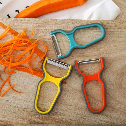 3-Pack Stainless Steel Multi-Function Vegetable Peeler Set – Potato Slicer & Grater, Mini Kitchen Tools, Assorted Colors