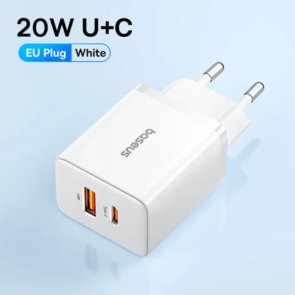20W USB-C Fast Charger Dual Port PD Quick Wall Adapter – Compact Travel Charger for iPhone and Android